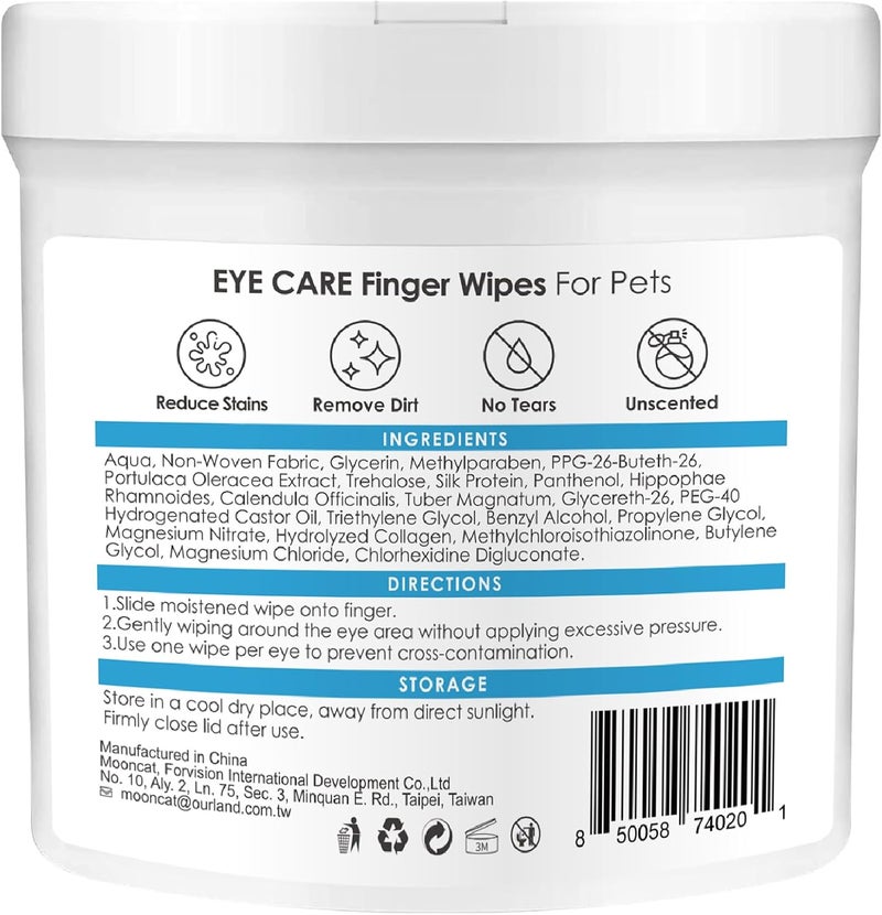 Mooncat Pet Eye Wipes for Dogs & Cats - Gentle Finger Cot Design for Easy Cleaning Tear Stains & Goop Cleaning - 40counts - Image 2